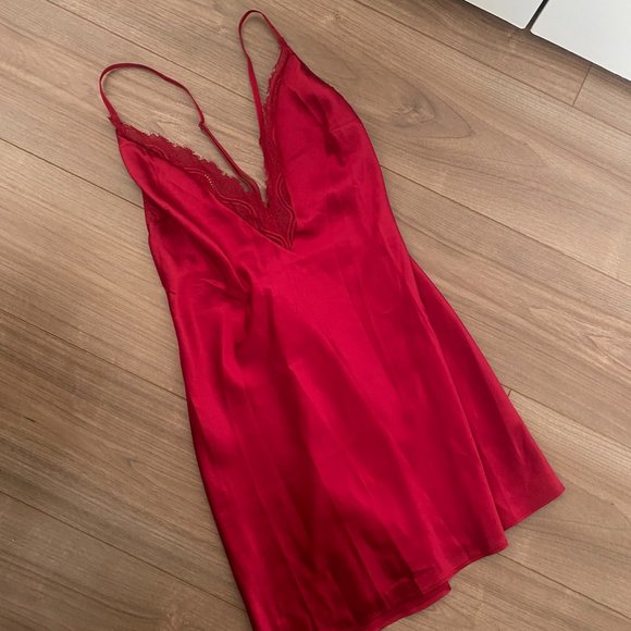 La SENZA Red Lace Trimmed Slip Dress - Picture 1 of 7